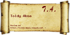 Toldy Absa névjegykártya